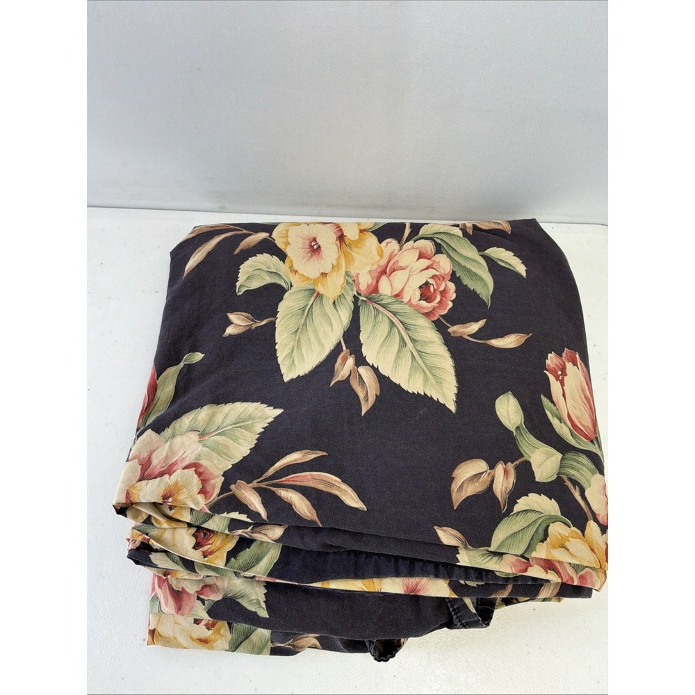 Ralph Lauren Charleston Floral Black FULL Flat Sheet Vintage fabric